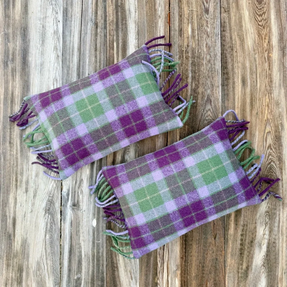 Ralph‎ Lauren Home Whittington Plaid Wool Pillows Pair Fringe Tartan